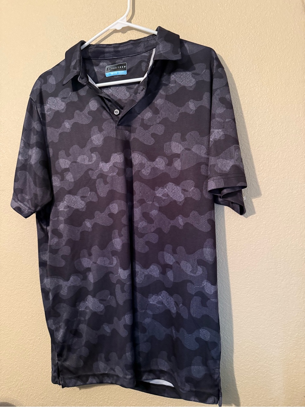 PGA Tour Black & Gray Camouflage Golf Polo